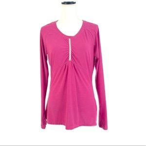 Athleta Pump It Up Ruched Top Long Sleeves Pink Sz M